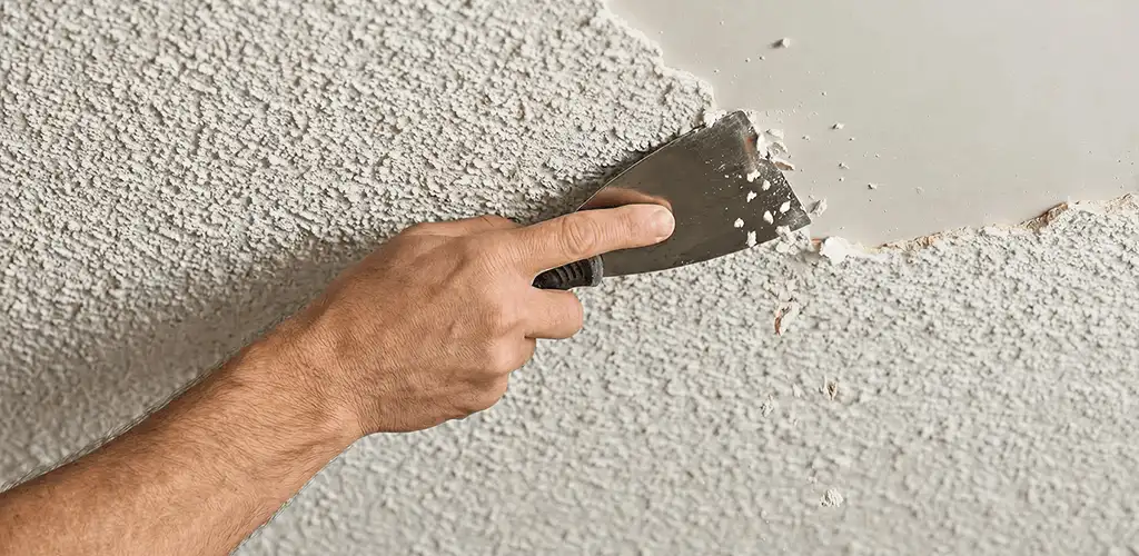 Popcorn ceiling removal scraping off textured ceiling finish in Green Bay, WI