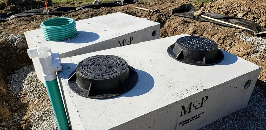 Grease trap installation unit set in place for drainage protection in Green Bay, WI