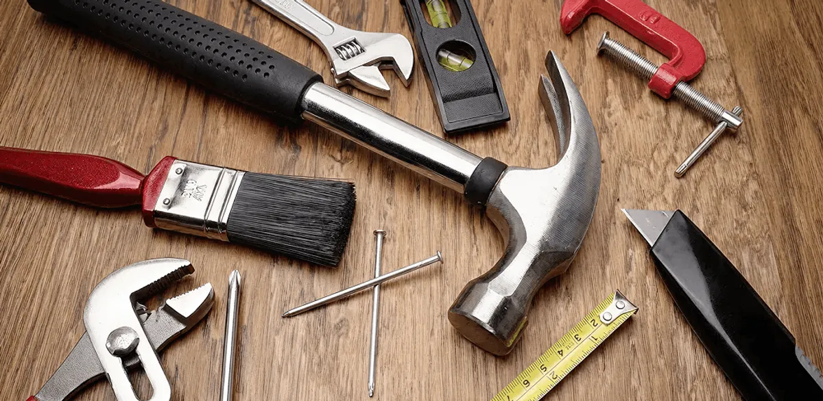 Handyman tools laid out for home repair and maintenance work in Green Bay, WI