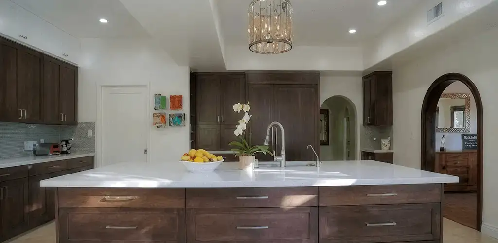 Cabinet refacing project with updated kitchen cabinets and island in Green Bay, WI