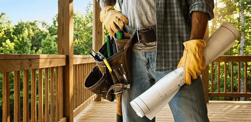 Professional handyman with tool belt ready for home repairs in Green Bay, WI